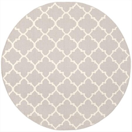 Safavieh 6 ft. x 6 ft. Round Contemporary Dhurries- Grey and Ivory- Flatweave Rug DHU554G-6R
